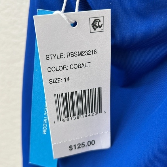 Bleu By Rod Beattie Shirred Halter One Piece Swimsuit In Cobalt Size 14 - Picture 11 of 12